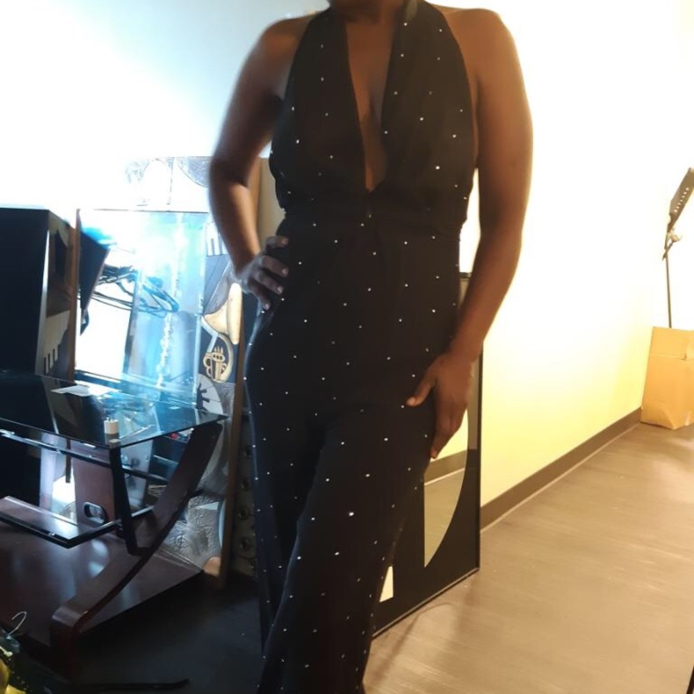 Rhinestone black jumpsuit